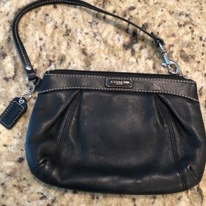 Coach black leather wristlet